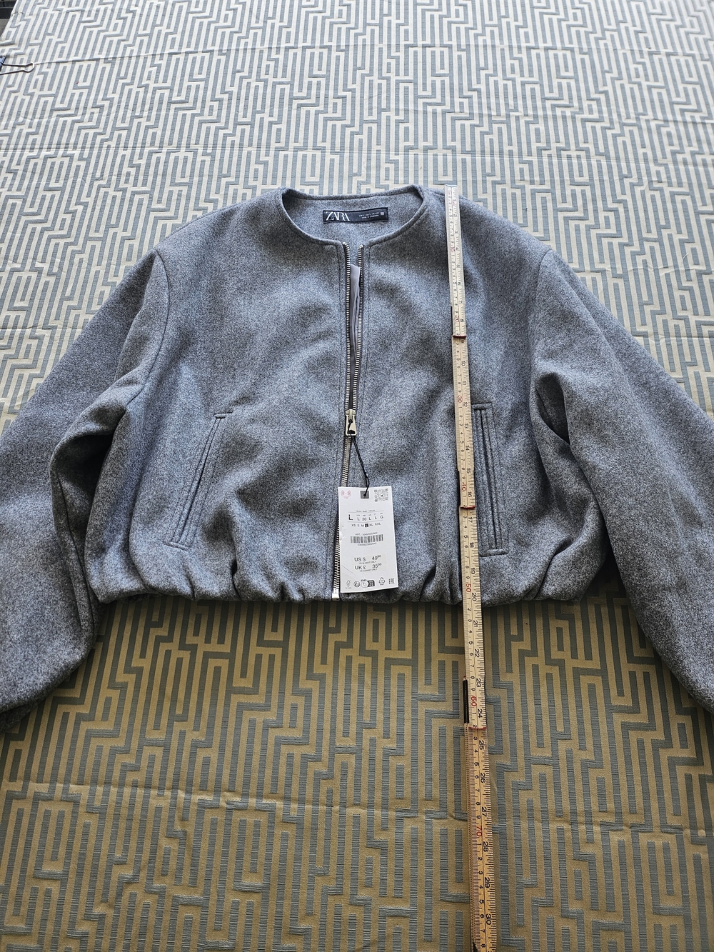 Zara Gray Wool-Blend Bomber Jacket - Picture 4 of 6